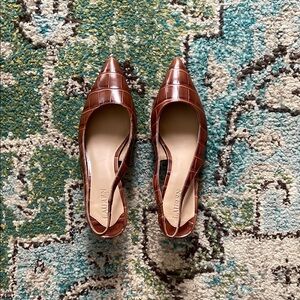 Crocodili Leather kitten heel slingback mamas